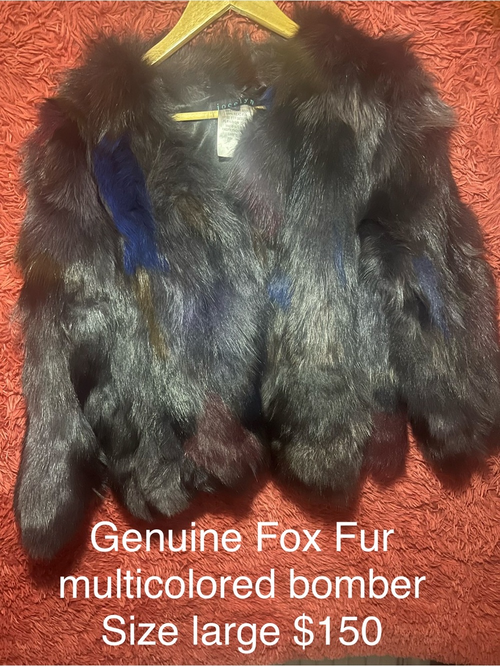 Jocelyn Women’s Genuine Multicolor Fox Fur Bomber Jacket Large